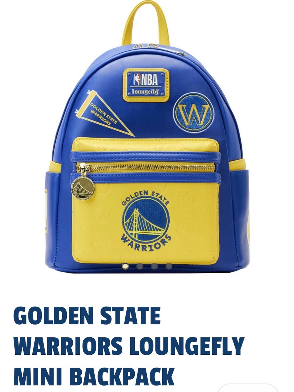 Loungefly x NBA Golden State Warriors Blue & Yellow Mini Backpack NWT